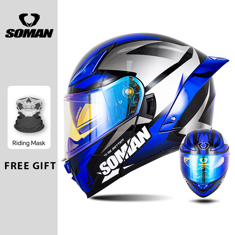 SOMAN Modular Helmet Flip Full - Dual Visor Motorcycle Racing Helmet review and price