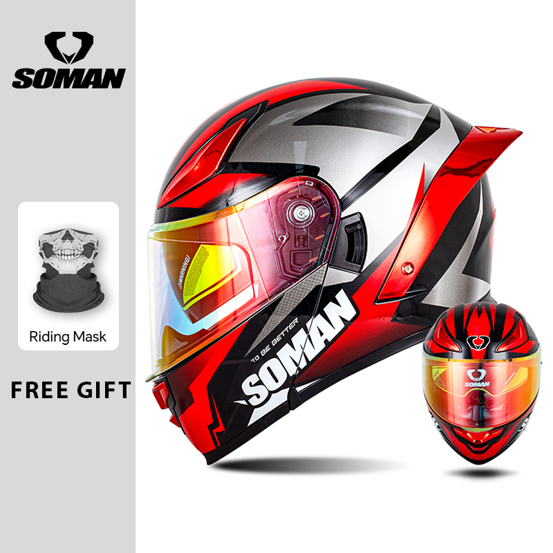 SOMAN Modular Helmet Flip Full - Dual Visor Motorcycle Racing Helmet review and price