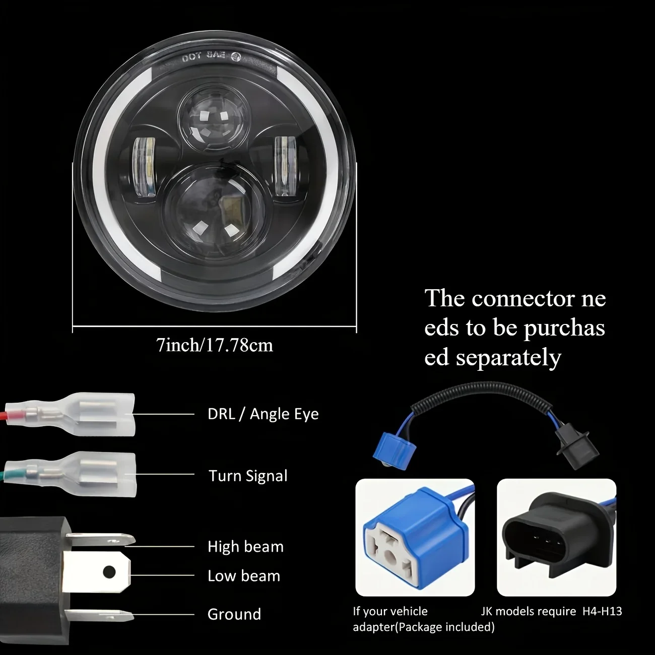 TCYATO 50W 7-Inch 17.78 cm LED - Universal Motorcycle Led Headlight Projector review and price